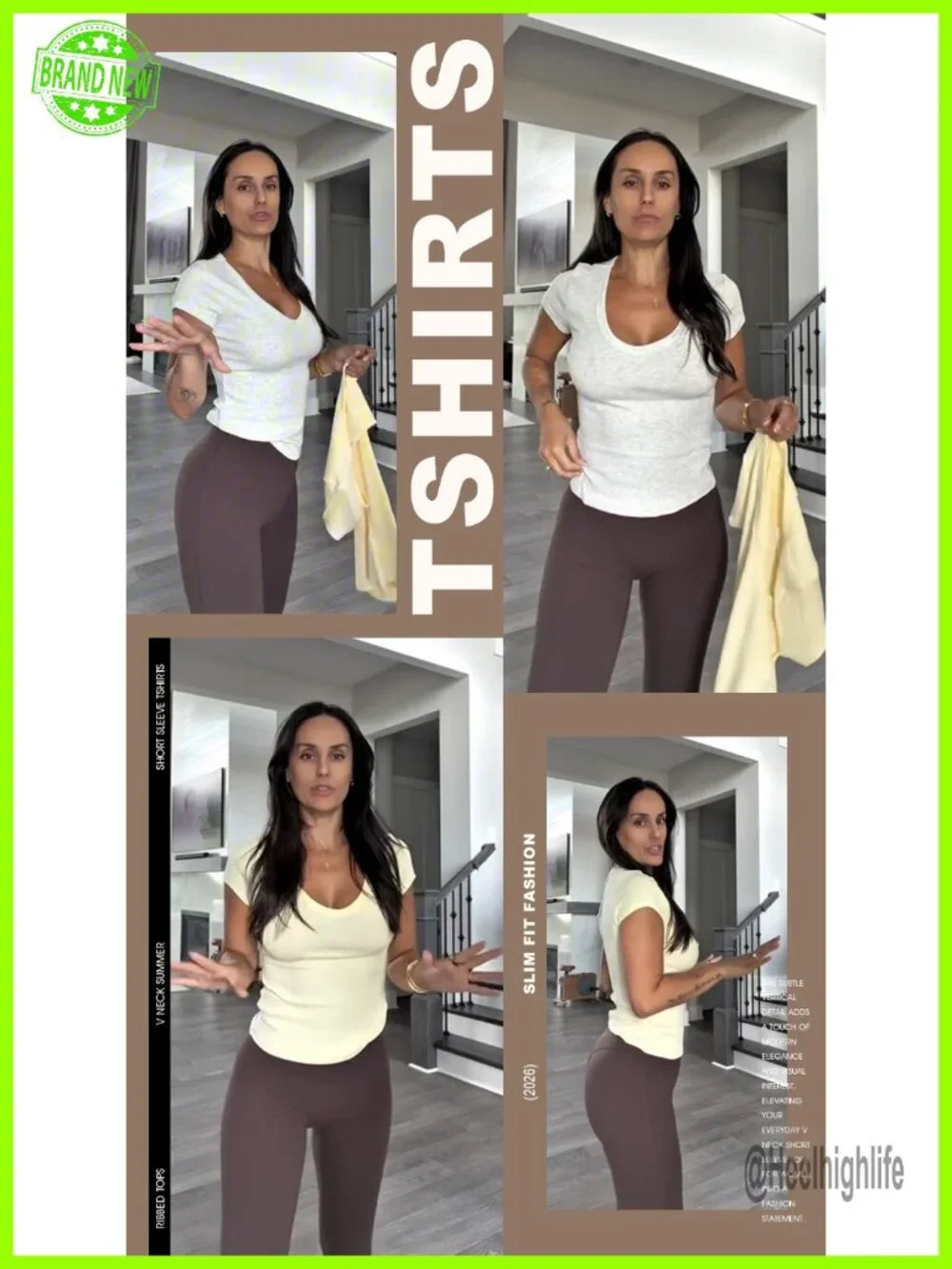 Ribbed V Neck Short Sleeve Slim Fit Crop Top Cotton Stretch Basic Tee